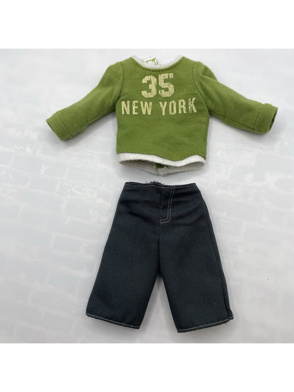 Barbie Ken Outfit~ Green New York Shirt Blue Jean Shorts B11